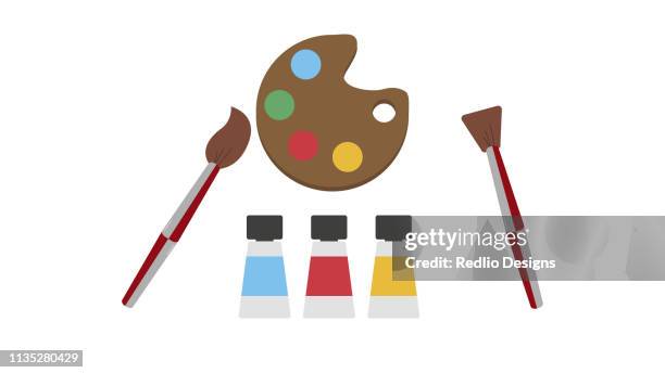 painting kit icon - makeup brushes white stock illustrations