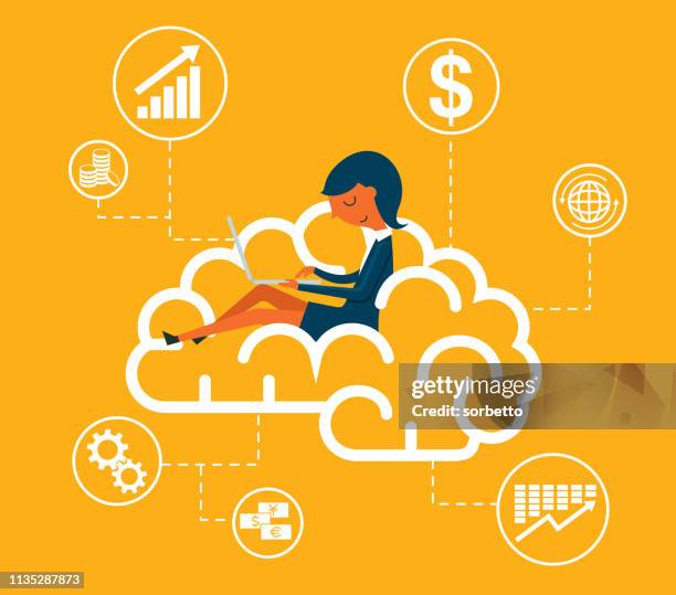 brain power - businesswoman - market expertise stock illustrations