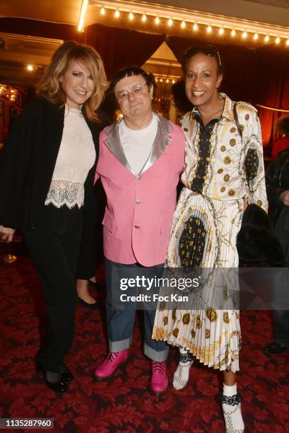 Natacha Amal , Coluche and Vincent Mc Doom attend Daniele Gilbert et Les Idoles de Midi Premiere Photocall at Casino de Paris on March 11, Paris,...