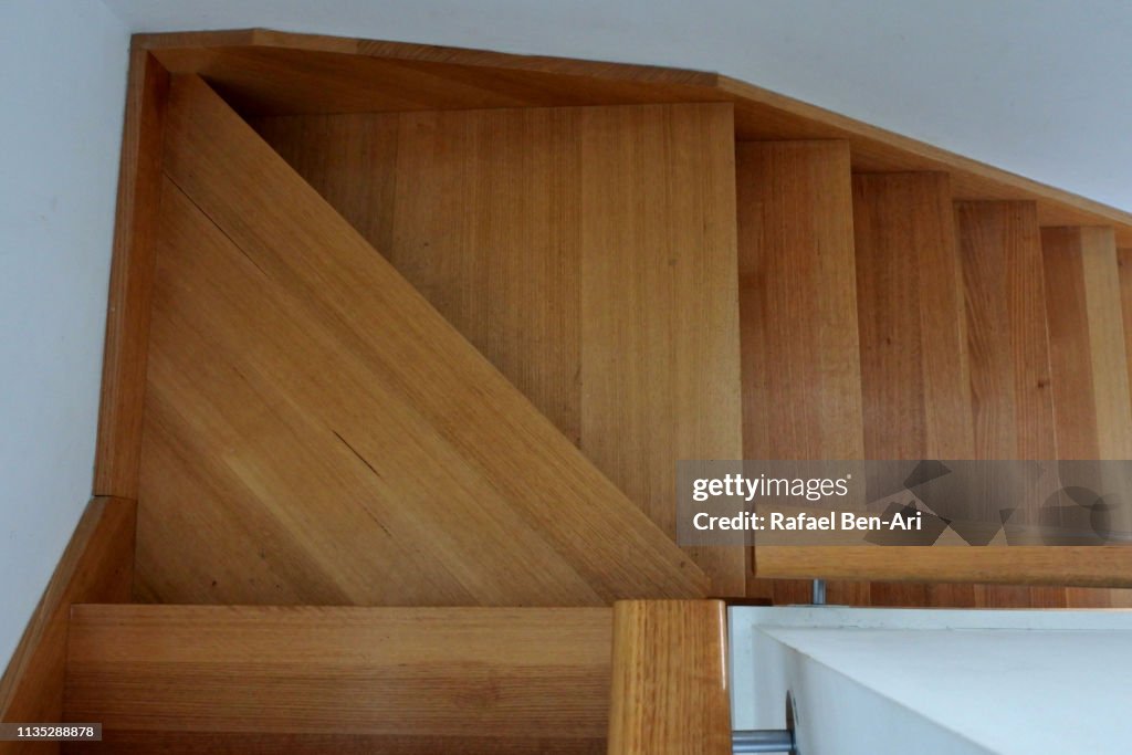 Above view of a wooden stairs pattern