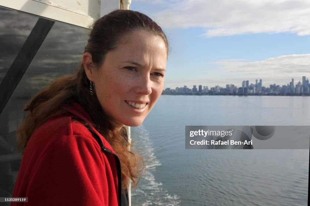 Young woman sea passenger