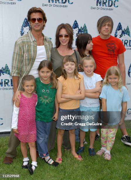 Hunter Tylo, Lorenzo Lamas and kids during NRDC Day Of Discovery Fair - Arrivals at Wadsworth Theater Grounds in Westwood, California, United States.