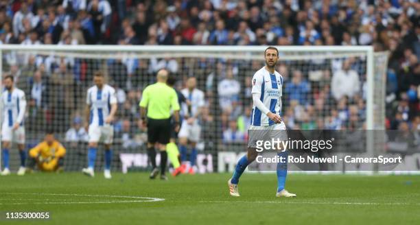 Dejection for Brighton and Glenn Murray during the FA Cup Semi Final match between Manchester City and Brighton and Hove Albion at Wembley Stadium on...