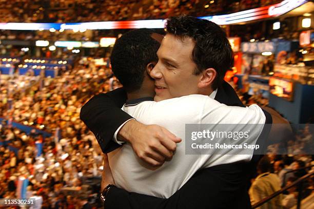 Sean "P. Diddy" Combs and Ben Affleck during Sean "P. Diddy" Combs Interviews Celebrities at the 2004 Democratic National Convention in Boston at...