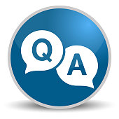 Question answer blue glossy round vector icon in eps 10. Editable modern design internet button on white background