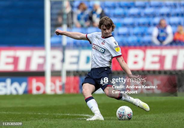 Bolton Wanderers' Luca Connell during the Sky Bet Championship match between Bolton Wanderers and Ipswich Town at Macron Stadium on April 6, 2019 in...