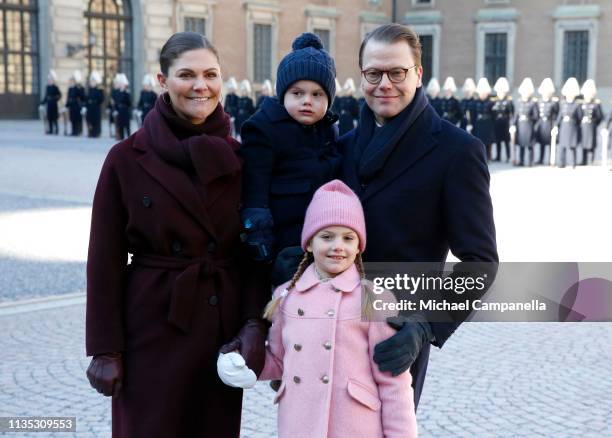 Crown Princess Victoria of Sweden, Prince Oscar of Sweden, Princess Estelle of Sweden and Prince Daniel of Sweden attend the Crown Princess' Name Day...