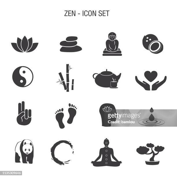 zen icon set - zen stock illustrations