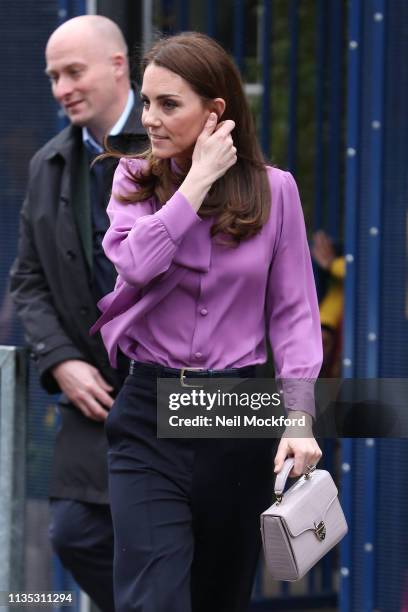 Catherine, Duchess of Cambridge visits the Henry Fawcett Children's Centre in Kennington on March 12, 2019 in London, England.