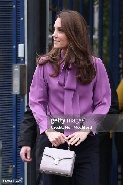 Catherine, Duchess of Cambridge visits the Henry Fawcett Children's Centre in Kennington on March 12, 2019 in London, England.