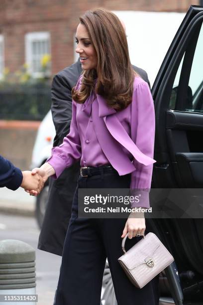 Catherine, Duchess of Cambridge visits the Henry Fawcett Children's Centre in Kennington on March 12, 2019 in London, England.