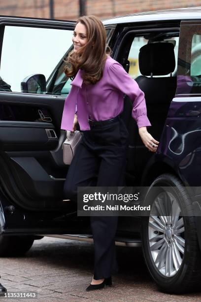 Catherine, Duchess of Cambridge visits the Henry Fawcett Children's Centre in Kennington on March 12, 2019 in London, England.