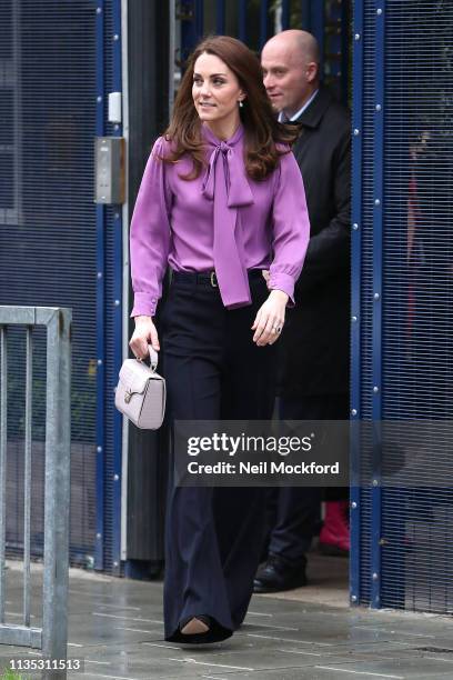 Catherine, Duchess of Cambridge visits the Henry Fawcett Children's Centre in Kennington on March 12, 2019 in London, England.