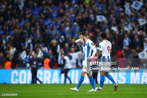 Dejected Davy Propper of Brighton and Hove Albion during the FA Cup Semi Final match between Manchester City and Brighton and Hove Albion at Wembley...