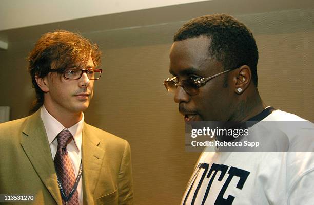 Donovan Leitch and Sean "P. Diddy" Combs during Sean "P. Diddy" Combs Interviews Celebrities at the 2004 Democratic National Convention in Boston at...