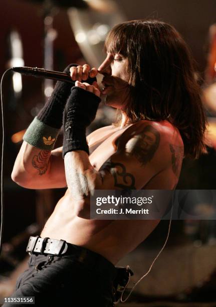 Anthony Kiedis of the Red Hot Chili Peppers during The Red Hot Chili Peppers Perform as the Democrats Rally to "Take Back The Senate" at Bergamot...