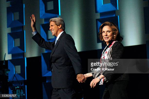 Senator John Kerry and Teresa Heinz Kerry onstage at Radio City Music Hall in New York City for "A Change Is Going To Come: The Concert for John...