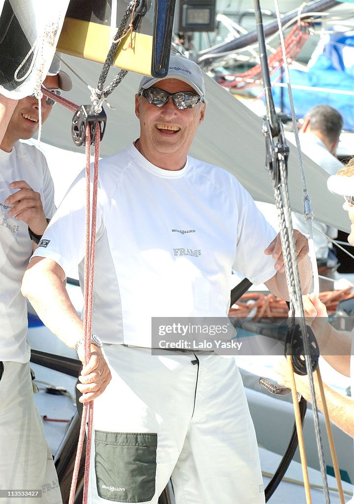 King Harald of Norway on Board of the "Fram" During the First Day of the Breitling Sailing Trophy in Mallorca - July 20, 2006