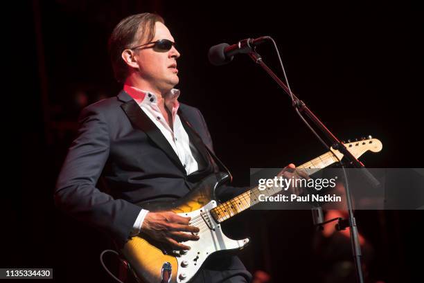 American blues guitarist Joe Bonamassa performs on stage at the Chicago Theater in Chicago, Illinois, March 9, 2019.