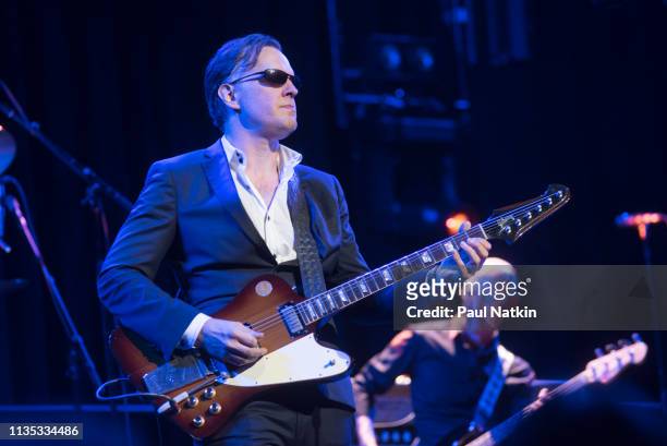 American blues guitarist Joe Bonamassa performs on stage at the Chicago Theater in Chicago, Illinois, March 9, 2019.