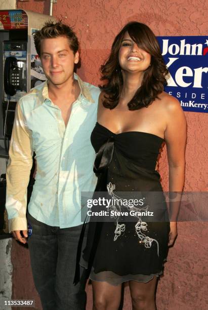 Lance Bass and Jennifer Gimenez during Hollywood Gathers To Celebrate Presidential Candidate John Kerry at The Music Box Henry Fonda Theater in...