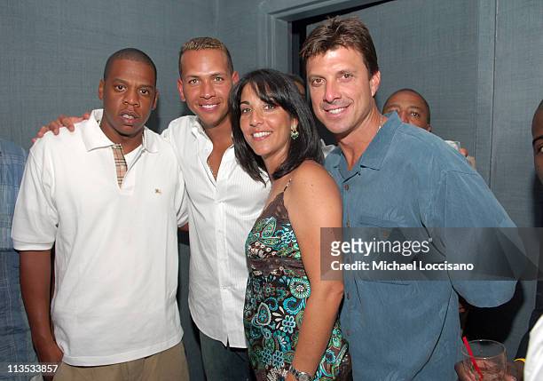 Jay-Z, Alex Rodriguez of the New York Yankees, Marie Martinez, and Tino Martinez of the New York Yankees *Exclusive Coverage*