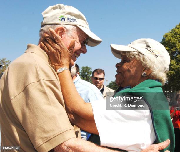 Former President Jimmy Carter and Mary Hunter during Habitat for Humanity - 2005 Jimmy Carter Work Project - Day 3 at Detroit Area in Detroit,...