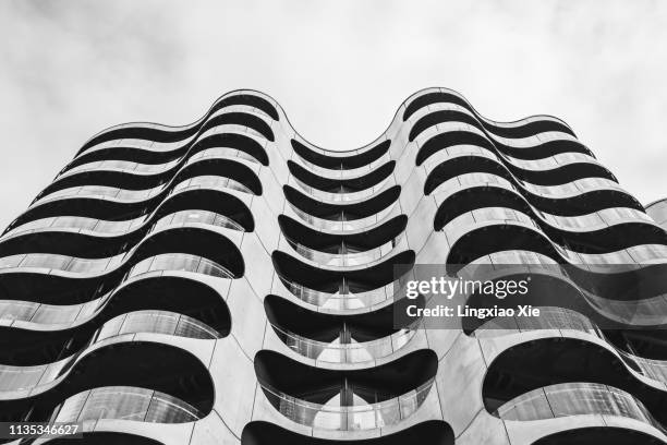 close-up view of the metropolis apartment building at sluseholmen in copenhagen, denmark - balcony decoration stock pictures, royalty-free photos & images