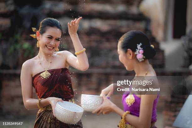 songkran festival in thailand - songkran festival stock-fotos und bilder