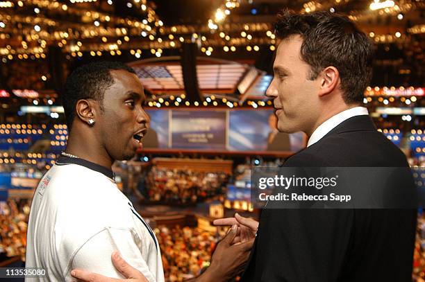 Sean "P. Diddy" Combs and Ben Affleck during Sean "P. Diddy" Combs Interviews Celebrities at the 2004 Democratic National Convention in Boston at...