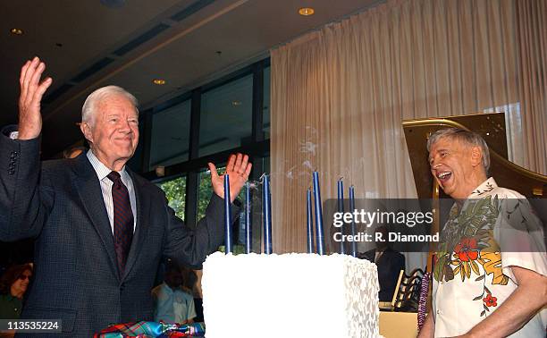 Former President Jimmy Carter with Roger Williams during Former President Jimmy Carter and Roger Williams Celebrate Their 80th Birthdays Together at...