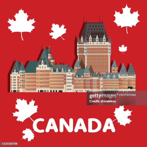 chateau frontenac - chateau frontenac hotel stock illustrations