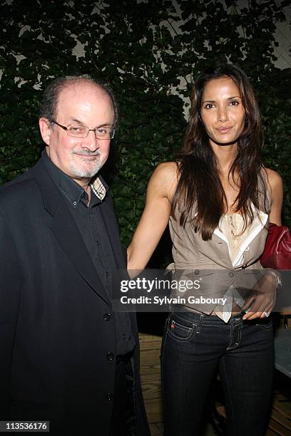 Salman Rushdie and Padma Lakshmi during The Cinema Society and DKNY Present a Screening of "The Last Kiss" - After Party at The Yard at the Soho...