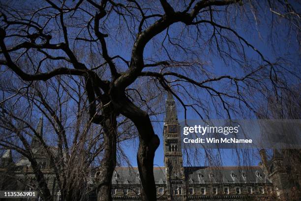 The campus of Georgetown University is shown March 12, 2019 in Washington, DC. Georgetown University and several other schools including Yale,...