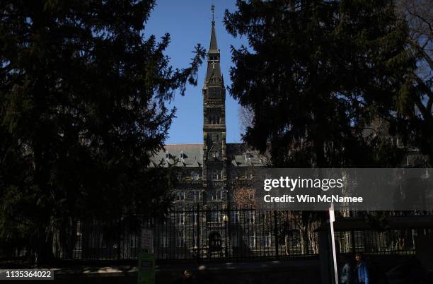 The campus of Georgetown University is shown March 12, 2019 in Washington, DC. Georgetown University and several other schools including Yale,...