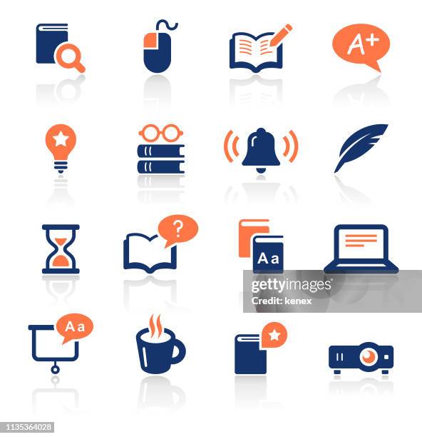 education two color icons set - question time stock illustrations