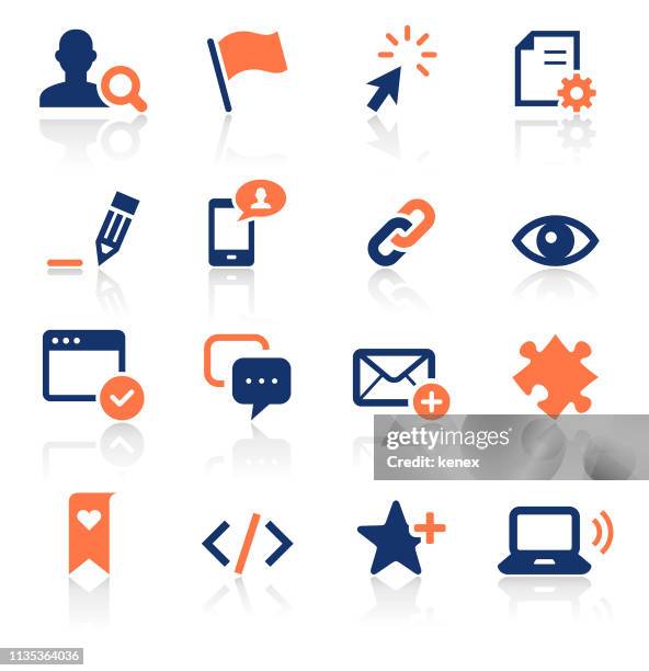 social media two color icons set - bookmark stock illustrations