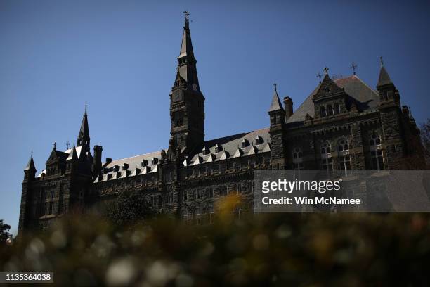 The campus of Georgetown University is shown March 12, 2019 in Washington, DC. Georgetown University and several other schools including Yale,...
