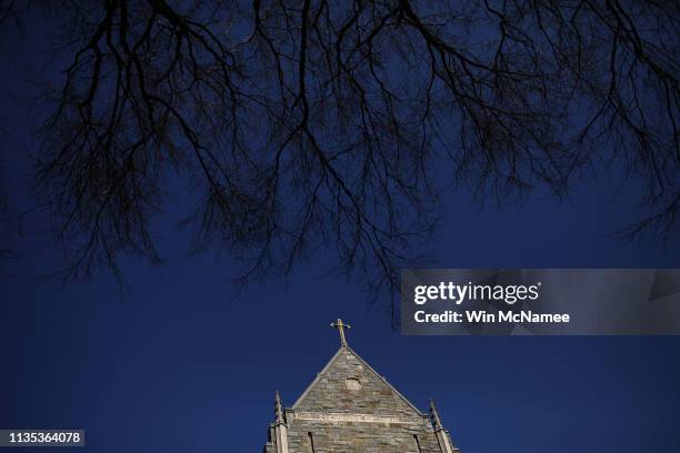 The campus of Georgetown University is shown March 12, 2019 in Washington, DC. Georgetown University and several other schools including Yale,...