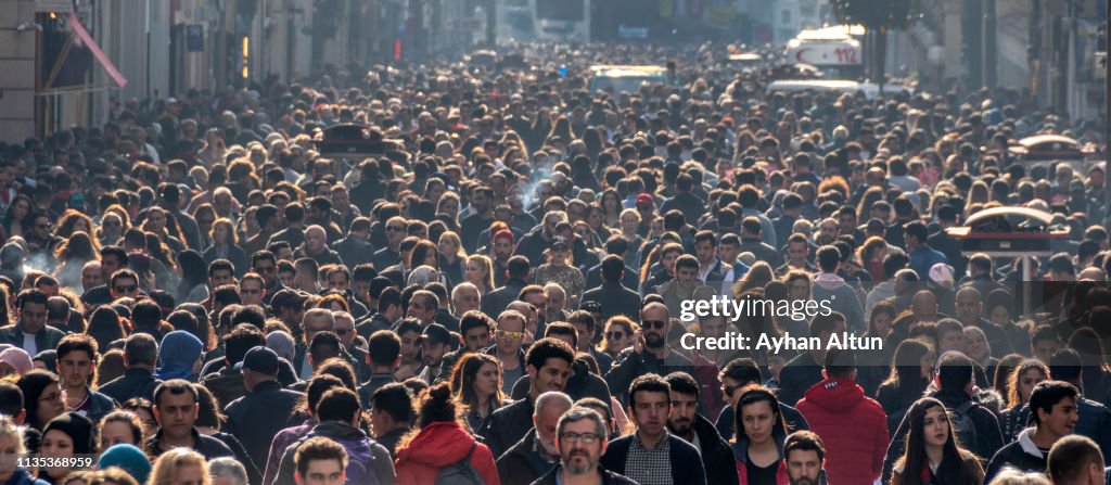 Famous Istiklal Street in Beyoglu District of Istanbul,Turkey