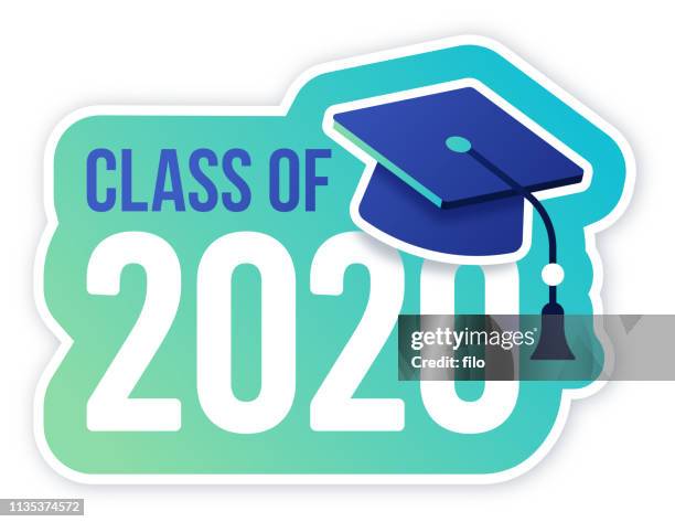 stockillustraties, clipart, cartoons en iconen met klasse van 2020 graduatie viering - diploma