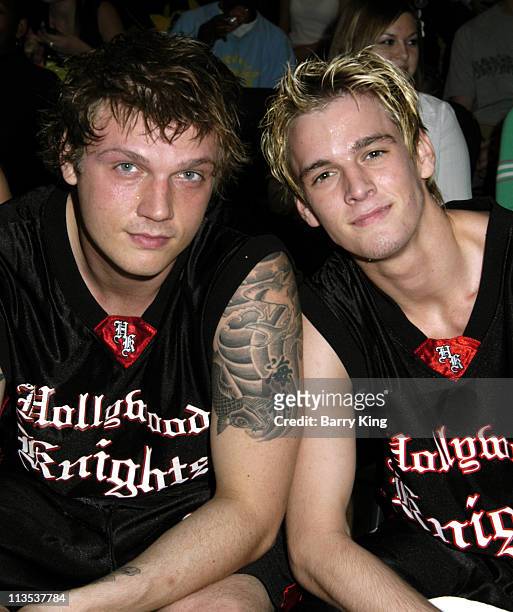 Nick Carter and Aaron Carter during Hollywood Knights Celebrity Basketball Team Plays Whittier High School - January 22, 2005 at Whittier High School...