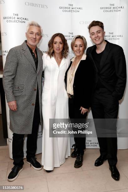 Martin Kemp, Harley Moon Kemp, Shirlie Holliman and Roman Kemp attend the George Michael Collection VIP Reception at Christies on March 12, 2019 in...