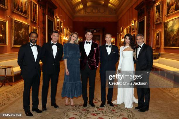 Chiwetel Ejiofor, Luke Evans, Tamsin Egerton, Josh Hartnett, Benedict Cumberbatch, Amal Clooney and George Clooney attend a dinner to celebrate The...