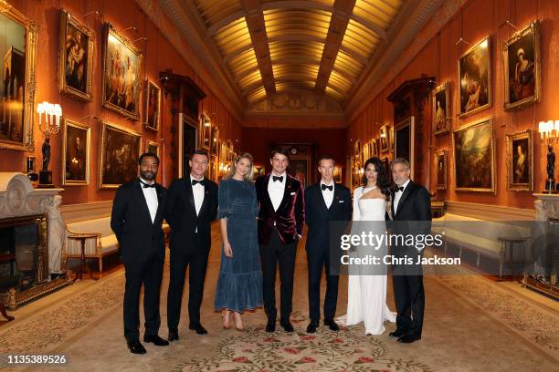 Chiwetel Ejiofor, Luke Evans, Tamsin Egerton, Josh Hartnett, Benedict Cumberbatch, Amal Clooney and George Clooney attend a dinner to celebrate The...