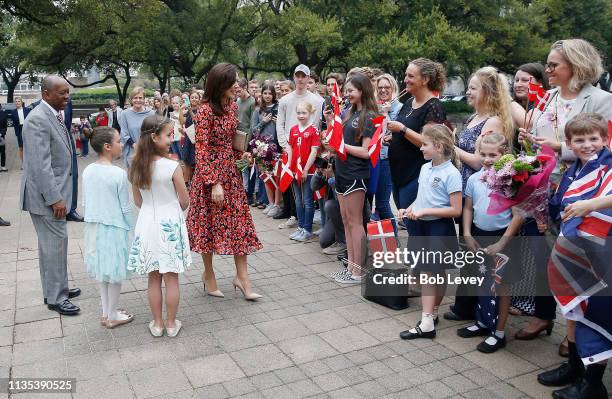 Mary, Crown Princess of Denmark greets supporters on a visit on March 12, 2019 in Houston,Texas .