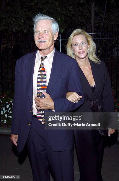 Ted Turner and guest during 2005 UN World Summit Dinner for MDG's at The Boathouse, Central Park in New York City, New York, United States.