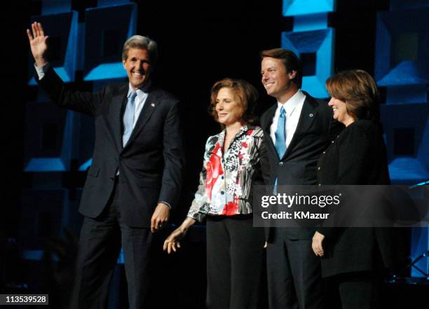 Senator John Kerry, Teresa Heinz Kerry, Senator John Edwards and Elizabeth Edwards onstage at Radio City Music Hall in New York City for "A Change Is...