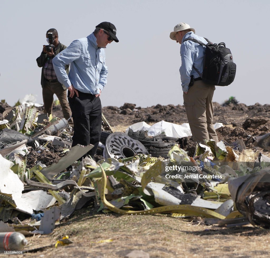 Emergency Services Work At The Crash Site Near Bishoftu Of Ethiopian Airlines ET302 To Nairobi