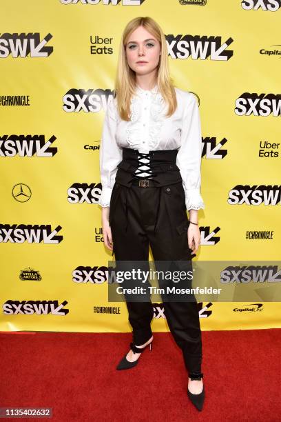 Elle Fanning attends the premiere of "Teen Spirit" during the 2019 SXSW Conference and Festival at the Paramount Theatre on March 12, 2019 in Austin,...